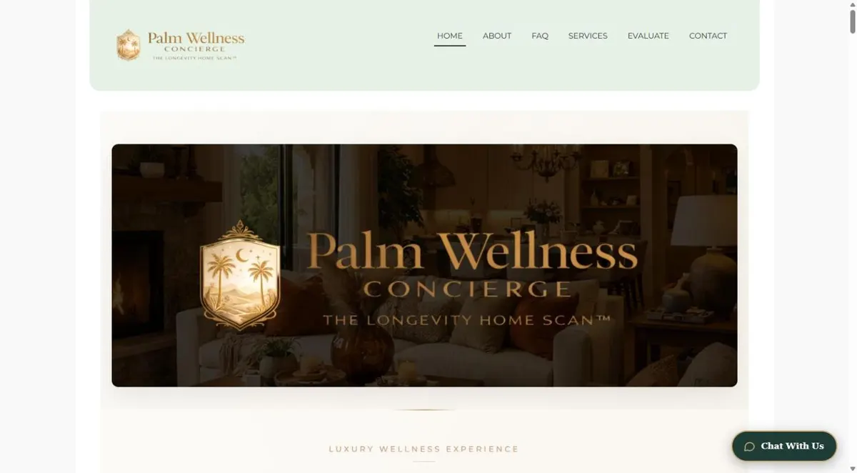 Palm Wellness Concierge website homepage with AI chat, built by DGTIZER