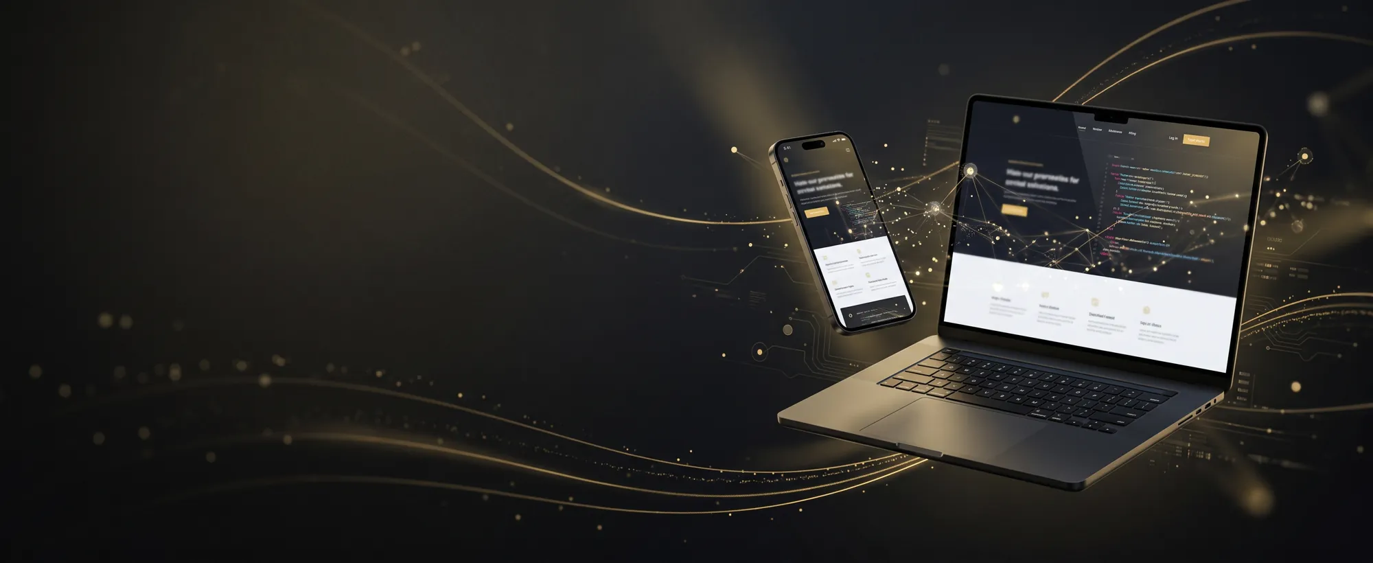 Web development by DGTIZER: modern responsive website on laptop and phone with AI-powered features